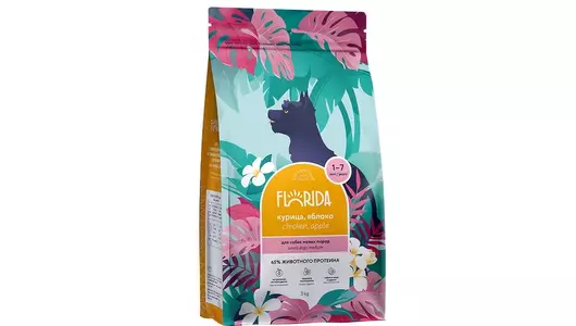 FLORIDA Сухой корм для взрослых собак малых пород с курицей и яблоком, Mini Adult Chicken, 3 кг