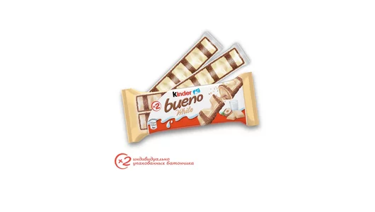 Вафли Kinder Bueno White в белом шоколаде с молочно-ореховой начинкой 39 г