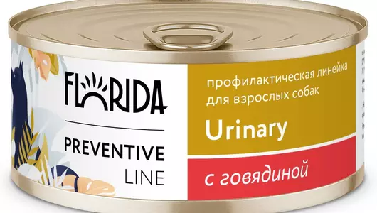 FLORIDA prof консервы (профилактика) Urinary для собак. «Профилактика образования мочевых камней» с говядиной, 100г