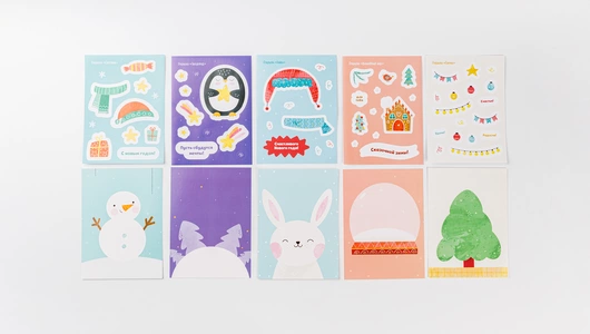 Открытки в наборе зимние, 5 шт