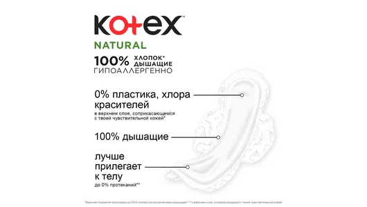 Прокладки гигиенические Kotex Natural Normal 16 шт Прокладки гигиенические Kotex Natural Normal 16 шт