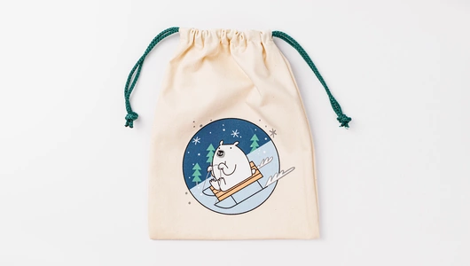 Мешочек для подарков "Мишка на санках"