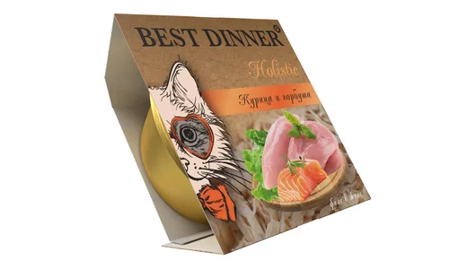 Влажный корм BEST DINNER Holistic для стерилизованных кошек, курица и горбуша в желе 75гр