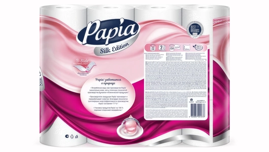 Бумага туалетная Papia Silk Edition 3-слойная 12 рулонов Бумага туалетная Papia Silk Edition 3-слойная 12 рулонов