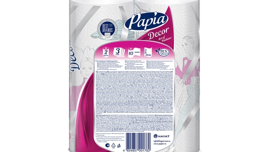 Полотенца бумажные Papia Decor 3-слойная 2 рулона