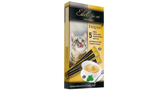 Лакомство Edel для любых кошек. Крем-суп, с птицей и печенью. 75гр