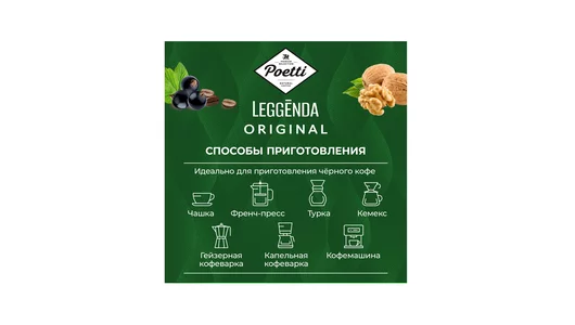 Кофе в зернах Poetti Leggenda Original натуральный жареный 1 кг