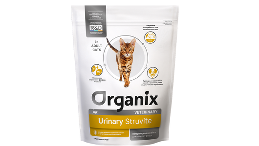 Organix vet (вет. корма) URINARY Struvite сухой диетический корм для взрослых кошек при мочекаменной болезни, 400 г