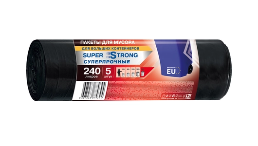 Мешки для мусора Paclan Super strong 240 л 30мкм (130х90см) 5 шт Мешки для мусора Paclan Super strong 240 л 30мкм (130х90см) 5 шт