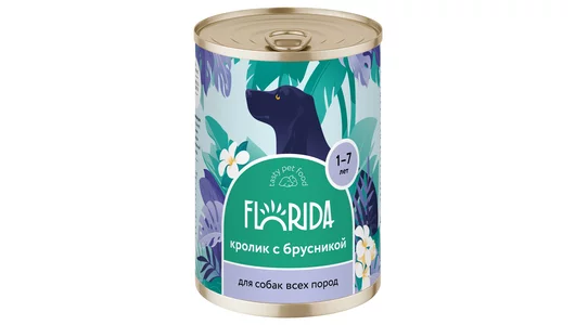 FLORIDA консервы Для собак «Кролик с брусникой», 400г