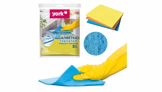 Салфетки хозяйственные York губчатые 3 шт