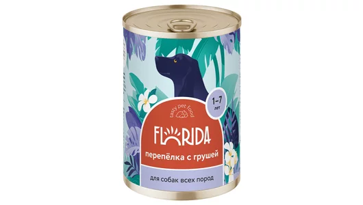 FLORIDA консервы Для собак «Перепёлка с грушей», 400г