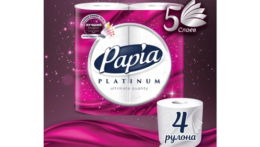 Бумага туалетная Papia Platinum белая 5-слойная 4 рулона