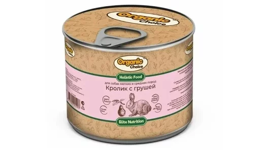 Влажный корм Organic Сhoice для взрослых собак мелких и средних пород, кролик с грушей 240г