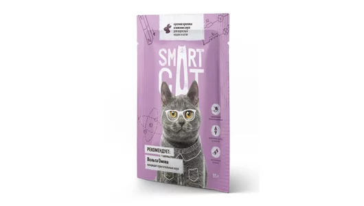 Smart Cat паучи «Упаковка 25 шт» Паучи для взрослых кошек и котят кусочки кролика в нежном соусе, 25*85г