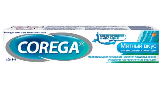 Corega Корега Экстра Сильный Мятный, крем для&nbsp;фиксации зубных протезов, 40 г