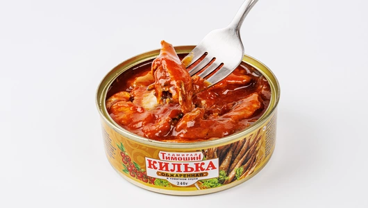 Килька каспийская нераздел. обжаренная в томатном соусе, 240 г Килька каспийская нераздел. обжаренная в томатном соусе, 240 г