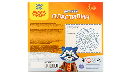 Пластилин Мульти-Пульти Енот на Аляске 12 цветов 180 г Пластилин Мульти-Пульти Енот на Аляске 12 цветов 180 г