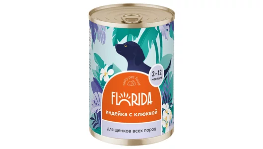 FLORIDA консервы Для щенков «Индейка с клюквой», 400