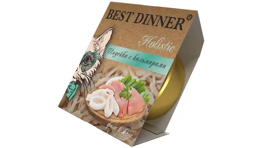Влажный корм BEST DINNER Holistic для стерилизованных кошек, индейка с кальмаром в желе 75гр