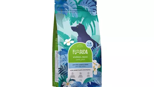 FLORIDA Сухой корм для взрослых собак средних пород с ягненком и грушей, Medium Adult Lamb, 1 кг