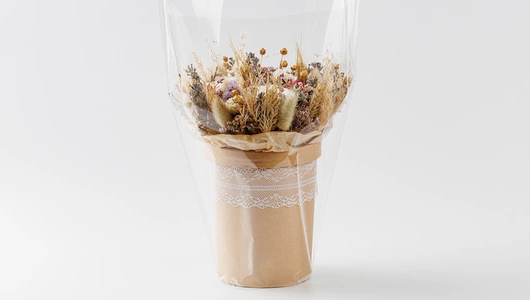 Композиция из сухоцветов в коробке "Хлопок"