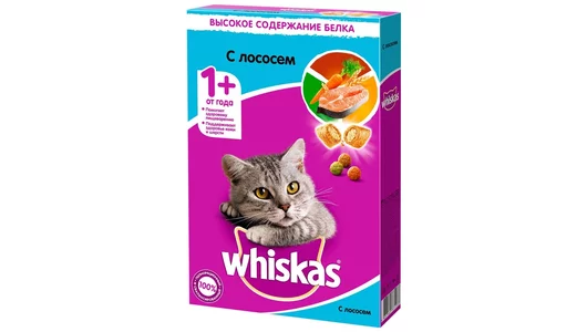 WHISKAS 350гр для кошек Подушечки/паштет Лосось