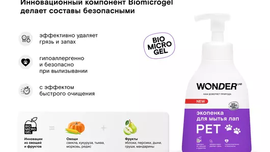 Экопенка для мытья лап Wonder Lab 450 мл Экопенка для мытья лап Wonder Lab 450 мл