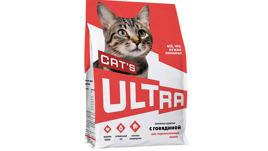 ULTRA Аппетитные кружочки с говядиной для стерилизованных кошек, 1,5кг