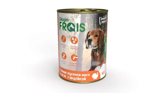 FRAIS HOLISTIC 420гр Корм для собак мясные кусочки с индейкой в желе