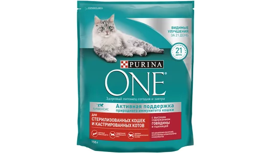 Корм сухой Purina one для стерилизованных кошек говядина пшеница 750&nbsp;г