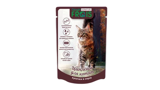 Влажный корм Frais Signature для котят с мясом цыпленка в нежном соусе, 80 г