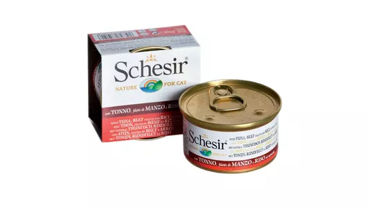 SCHESIR 85гр для кошек с Тунцом, Говяжьим филе и рисом