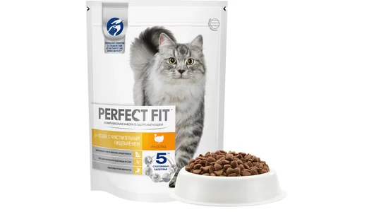 Корм сухой Perfect Fit для взрослых кошек при чувствительном пищеварении с индейкой 650 г Корм сухой Perfect Fit для взрослых кошек при чувствительном пищеварении с индейкой 650 г