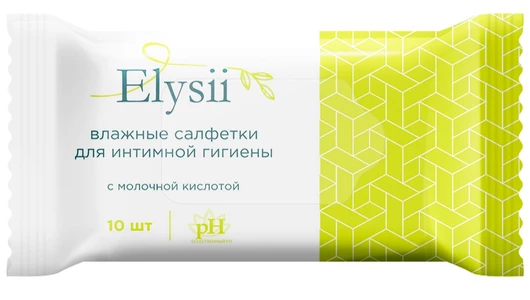 Салфетки для интимной гигиены с молочной кислотой 10 шт Elysii