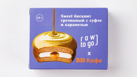 Пирожное веган "Sweet бисквит гречишный с суфле и карамелью", кафе Пирожное веган "Sweet бисквит гречишный с суфле и карамелью", кафе