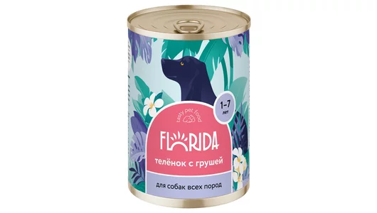 FLORIDA консервы Для собак "Телёнок с грушей", 400г