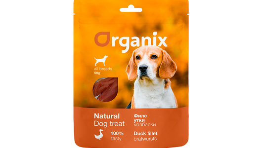Organix лакомства Лакомство для собак «Колбаски из филе утки» 100% мясо, 50г