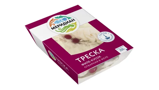 Треска Меридиан Атлантическая филе-кусок с кожей отварная в желе 200 г