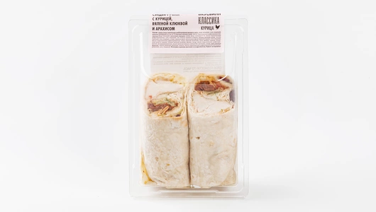 Сэндвич ролл с курицей, вяленой клюквой и арахисом