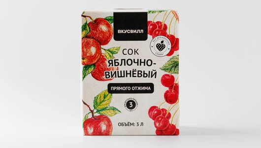 Сок яблочно-вишневый прямого отжима, 3 л