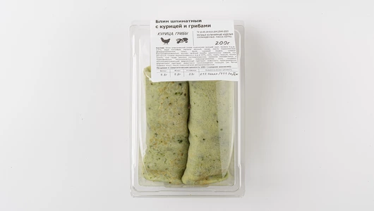 Блин шпинатный с курицей и грибами