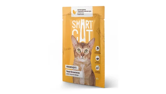 Smart Cat паучи Для взрослых кошек и котят: кусочки курочки с морковью в нежном соусе, 85г