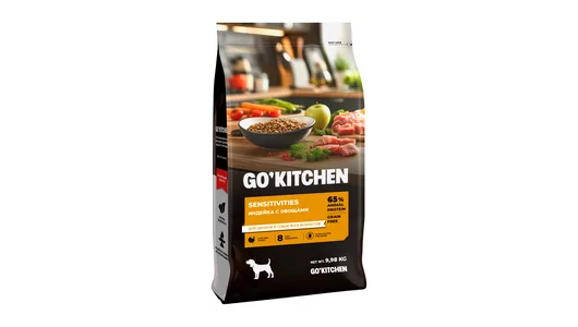 GO'KITCHEN Индейка с овощами, полнорационный беззерновой сухой корм для щенков и собак всех возрастов с индейкой для чувствительного пищеварения,9,98
