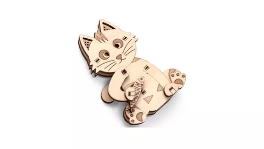 Деревянный конструктор 3D пазл Drovo Кот фин