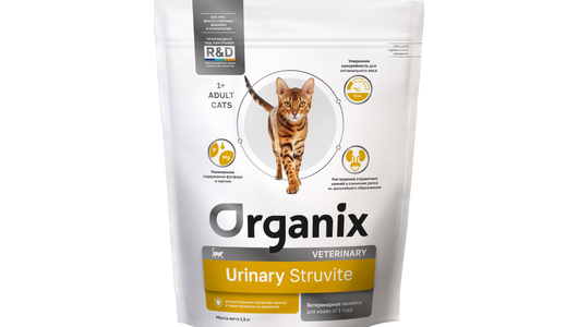 Organix vet (вет. корма) URINARY Struvite сухой диетический корм для взрослых кошек при мочекаменной болезни, 1,5 кг
