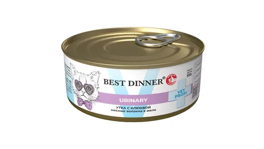Консервы Best Dinner Vet Profi Urinary для кошек. Утка с клюквой. Профилактика МКБ 100гр