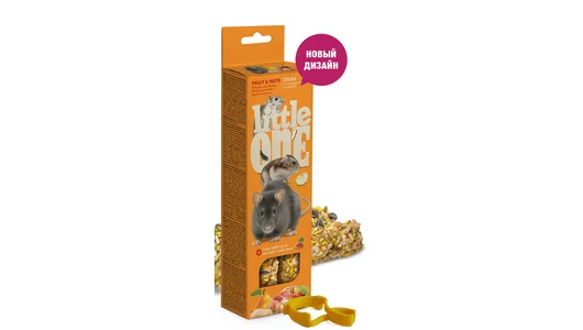 LITTLE ONE 60гр*2шт Палочки для хомяков, крыс, мышей и песчанок с фруктами и орехами