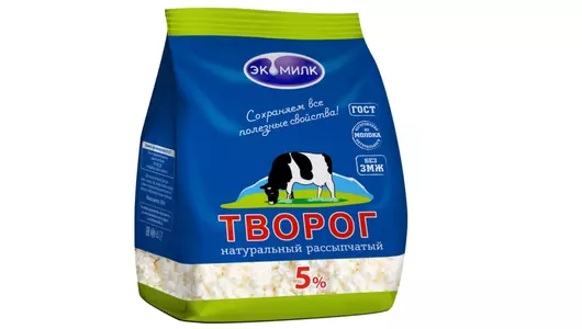 Творог Экомилк натуральный рассыпчатый 5% 350 г