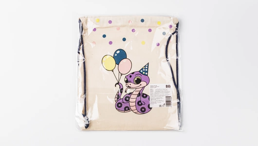 Сумка малая "Змейка шарики" синий шнур